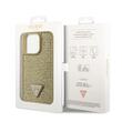 Guess Custodia Strass Triangolo Logo in Metallo iPhone 14 Pro Oro