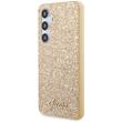 Custodia Guess in TPU Glitter Flakes Logo in Metallo per Samsung Galaxy S24 Oro