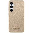 Custodia Guess in TPU Glitter Flakes Logo in Metallo per Samsung Galaxy S24 Oro