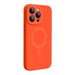 Lemontti Liquid Silicon MagCharge Case iPhone 15 Pro Max Neon Oranje (360° bescherming, fijn materiaal, gevoerd met microvezel)