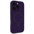 Coque Lemontti en silicone liquide MagSafe pour iPhone 16 Pro, avec support, violet