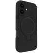 Lemontti Liquid Silicon MagSafe iPhone 16 Hülle, mit Ständer, Schwarz