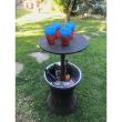 Tavolo/bar, rattan sintetico, regolabile in altezza, con contenitore per il ghiaccio, marrone, 49x57/82 cm