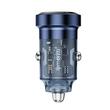 Lemontti Schnelllade-Autoladegerät 45 W 2 Anschlüsse PD Typ C 45 W + USB-A QC 3.0 Transparent / Blau