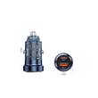 Lemontti Schnelllade-Autoladegerät 45 W 2 Anschlüsse PD Typ C 45 W + USB-A QC 3.0 Transparent / Blau