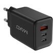 Mako Quick Charge Network Charger 65W GaN2, 2x Type-C, 1x USB-A, EU, Black