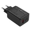 Mako Quick Charge Network Charger 65W GaN2, 2x Type-C, 1x USB-A, EU, Black