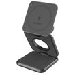 Mako 3in1 Magnetisches faltbares kabelloses Ladegerät, 15 W Qi, Ladeständer für iPhone, Apple Watch und Airpods, Space Grau