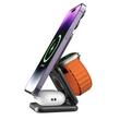 Mako 3in1 Magnetisches faltbares kabelloses Ladegerät, 15 W Qi, Ladeständer für iPhone, Apple Watch und Airpods, Space Grau