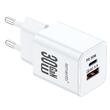 Lemontti Network Charger GaN Dual Port 1x Type-C and 1x USB-A, 30W, EU Plug, White