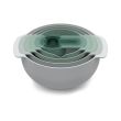 Joseph&Joseph Nest 9 Plus 9-Pièces, set emboîtable avec Bol mélangeur grand et petit, passoire, tamis, 5 tasses à mesurer, vert
