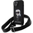 Funda Karl Lagerfeld Silicona Líquida Bandolera Ikonik iPhone 15 Negro