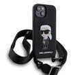 Funda Karl Lagerfeld Silicona Líquida Bandolera Ikonik iPhone 15 Negro