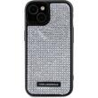 Custodia Karl Lagerfeld Piastra con strass Logo in metallo iPhone 15 Argento