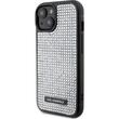 Custodia Karl Lagerfeld Piastra con strass Logo in metallo iPhone 15 Argento