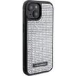 Custodia Karl Lagerfeld Piastra con strass Logo in metallo iPhone 15 Argento