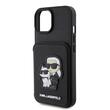Karl Lagerfeld Saffiano Case Kaartsleufstandaard Karl&Choupette iPhone 15 Zwart