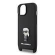 Custodia a tracolla Karl Lagerfeld Saffiano in metallo Ikonik per iPhone 15 nera