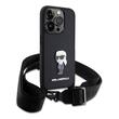 Funda Karl Lagerfeld Saffiano Bandolera Metal Ikonik iPhone 15 Pro Negro
