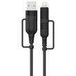 Cavo Lemontti Serie Fisheye Multi-connettore 4 in 1, da USB-A e Tipo-C a Tipo-C e Lightning, PD, 60W, 1,2m, Nero