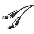 Cavo Lemontti Serie Fisheye Multi-connettore 4 in 1, da USB-A e Tipo-C a Tipo-C e Lightning, PD, 60W, 1,2m, Nero