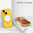 Lemontti Husa Liquid Silicon MagCharge iPhone 15 Galben (protectie 360°, material fin, captusit cu microfibra)