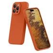Lemontti Case Liquid Silicon MagCharge iPhone 15 Pro Oranje (360° bescherming, fijn materiaal, gevoerd met microvezel)
