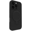 Lemontti Liquid Silicon MagSafe iPhone 16 Pro Hülle, mit Ständer, Schwarz