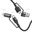 Cavo Mcdodo 4 in 1 da USB-A/Tipo-C a Lightning/Tipo-C, Ricarica Rapida PD, 60W, 1,2m, Nero