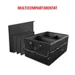 Kofferbakorganizer, 8 vakken, opvouwbaar, meerdere vakken met deksel, riemclip, universele pasvorm, polyester, 55 x 40 x 26 cm, Roll Fast, zwart