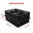 Kofferbakorganizer, 8 vakken, opvouwbaar, meerdere vakken met deksel, riemclip, universele pasvorm, polyester, 55 x 40 x 26 cm, Roll Fast, zwart