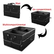 Kofferbakorganizer, 8 vakken, opvouwbaar, meerdere vakken met deksel, riemclip, universele pasvorm, polyester, 55 x 40 x 26 cm, Roll Fast, zwart