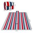 Coperta da picnic, fantasia a righe, rosso, bianco, blu, 200x220 cm