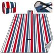 Coperta da picnic, fantasia a righe, rosso, bianco, blu, 200x220 cm