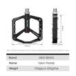 Pedali bici MTB e città, con tacchette, modello largo, ergonomici, antiscivolo, ultraleggeri, impermeabili, antipolvere, cuscinetto DU, 11,2 x 8,7 x 1,5 cm, acciaio e nylon, West Biking, nero, set di 2 pedali