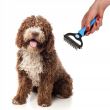 Spazzola, rifinitore, cura del cane e del gatto, pettine districante, 17+9 denti, blu e nero
