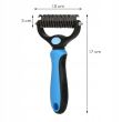 Spazzola, rifinitore, cura del cane e del gatto, pettine districante, 17+9 denti, blu e nero