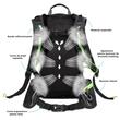 Zaino da bici pieghevole, ultra leggero, impermeabile, tasca per sistema di idratazione, 10 L, West Biking, nero con verde