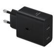 Samsung Netzwerk-Ladegerät-Set Super Fast Charger Common Duo 50W, 2 x USB Typ-C, Kabel Typ-C - Typ-C (5A), Schwarz