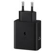 Samsung Netzwerk-Ladegerät-Set Super Fast Charger Common Duo 50W, 2 x USB Typ-C, Kabel Typ-C - Typ-C (5A), Schwarz