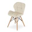 Sedia in stile scandinavo, Artool, Lago, velluto, legno, beige, 47x52x74 cm