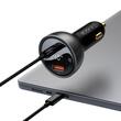 Baseus Autoladegerät-Set Digitalanzeige 140W Schnellladegerät PD, QC3.0, 1x USB, 1xTyp-C, Kabel inklusive Typ-C, 1m Schwarz