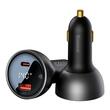 Baseus Autoladegerät-Set Digitalanzeige 140W Schnellladegerät PD, QC3.0, 1x USB, 1xTyp-C, Kabel inklusive Typ-C, 1m Schwarz
