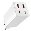 Cargador de red Baseus de 100 W, GaN6 Pro, 2 USB, 2 tipo C, 100 W, cable de tipo C a tipo C, 100 W, 20 V, 5 A, 1 m, blanco