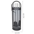  Set accessori per caminetto, supporto con 4 pezzi, acciaio, nero, 22x66 cm