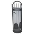  Set accessori per caminetto, supporto con 4 pezzi, acciaio, nero, 22x66 cm