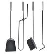  Set accessori per caminetto, supporto con 4 pezzi, acciaio, nero, 22x66 cm
