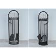  Set accessori per caminetto, supporto con 4 pezzi, acciaio, nero, 22x66 cm
