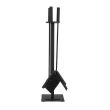 Juego de accesorios para chimenea, soporte de 3 piezas, acero, negro, 54 cm