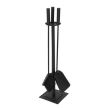 Juego de accesorios para chimenea, soporte de 3 piezas, acero, negro, 54 cm